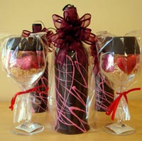 Chocolate Covered Wine Bottle and Glasses
